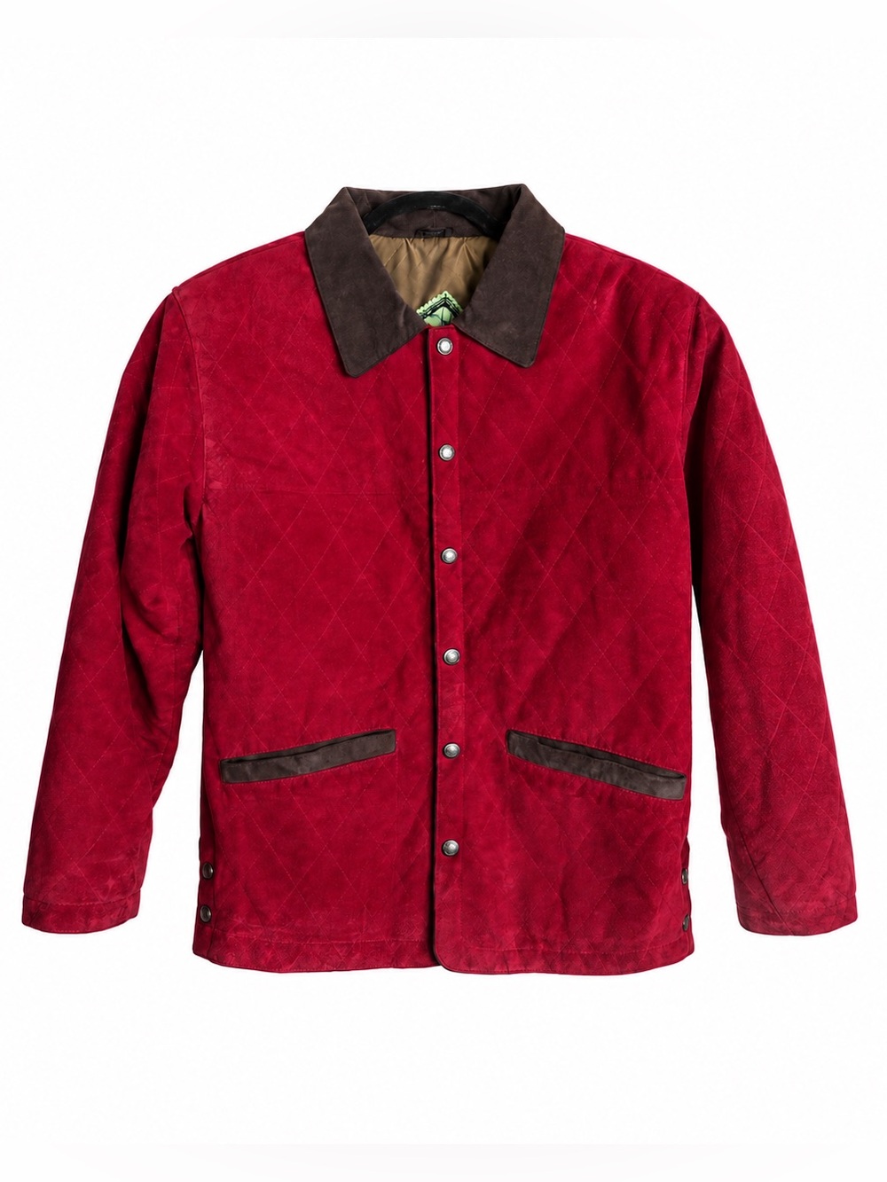 Vintage Fox Run Burgundy Quilted Suede Barn Jacket Brown Collar XS